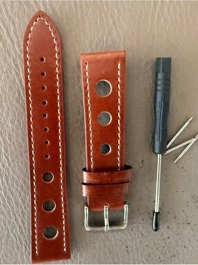 WatchCo Genuine Leather Watch Rally Strap Band 20mm